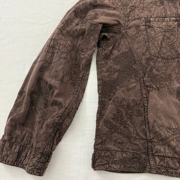 Chico’s Women’s Brown Floral Embroidered Button Front Jacket Size 2- Large - Picture 9 of 13